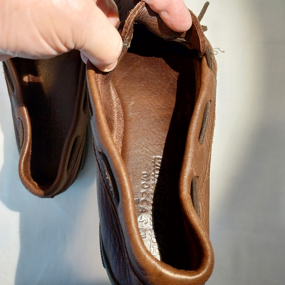 Minnetonka Moccasins Brown Leather Moosehide Driving Slippers Loafers 11 EUC - Picture 10 of 13